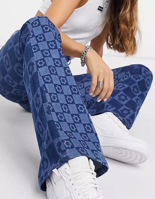 パンツ Jaded London flare denim W30 Jaded London Womens Skinny Flare Retro Print Jeans Blue Size