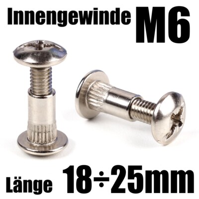 Ø8 / M6 - Schrank Verbindungsschraube Schrankverbinder 
