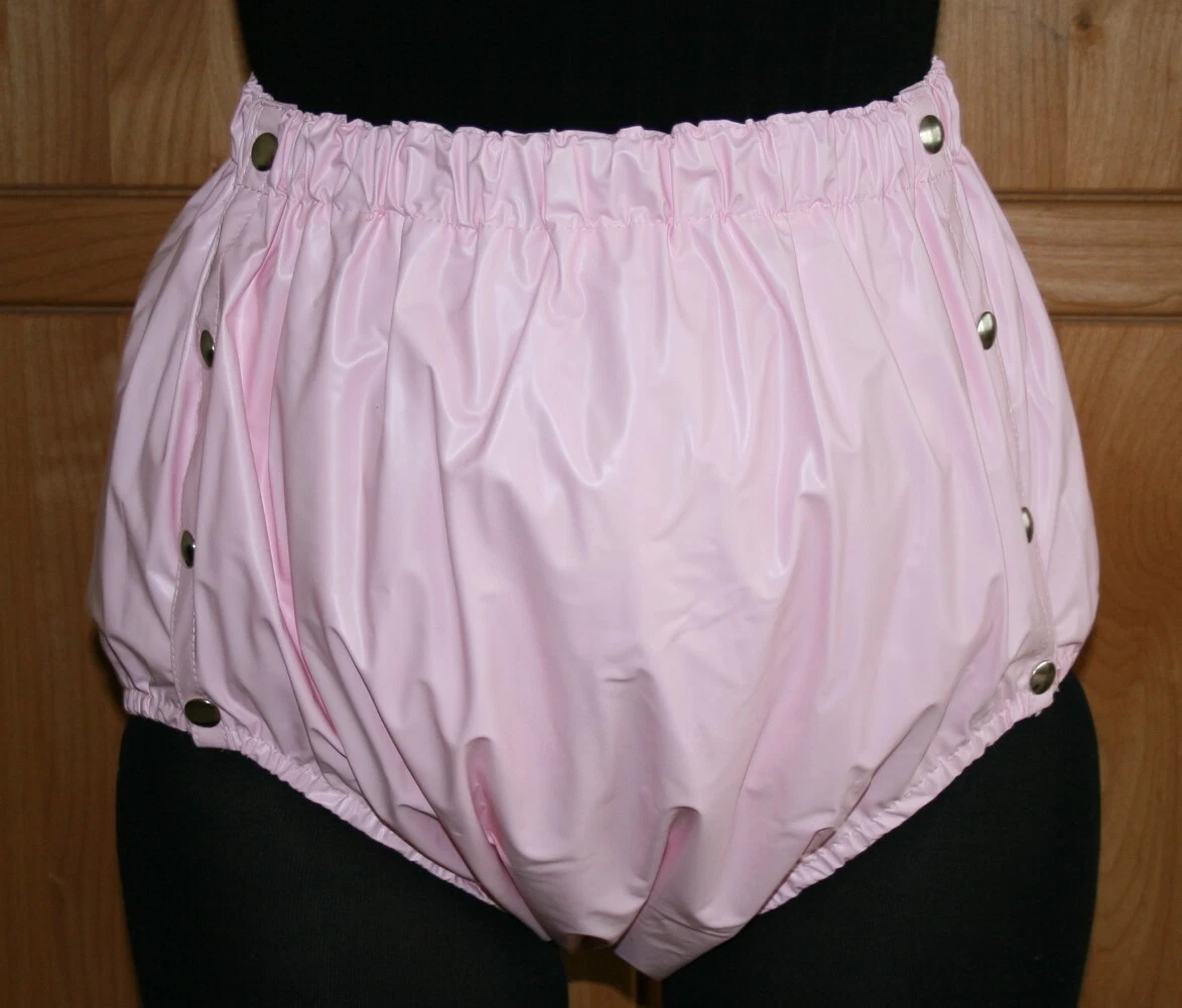 PVC Adult Baby Incontinence Snaper Diaper Rubber Pants Pink