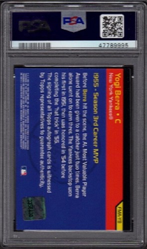 2002 Yogi Berra Topps Finest Moments Autographs #FMA-YB Auto Graded PSA 9 Mint - Picture 2 of 2