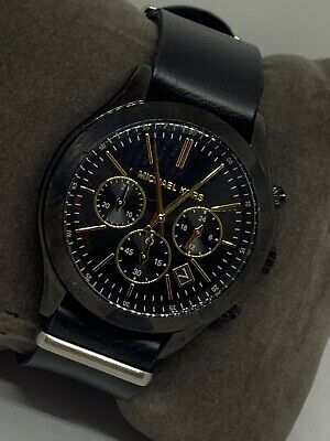 Michael Kors MK6253 Unisex Black Leather Analog Black Dial Michael Kors MK6253 Unisex Black Leather Analog Black Dial