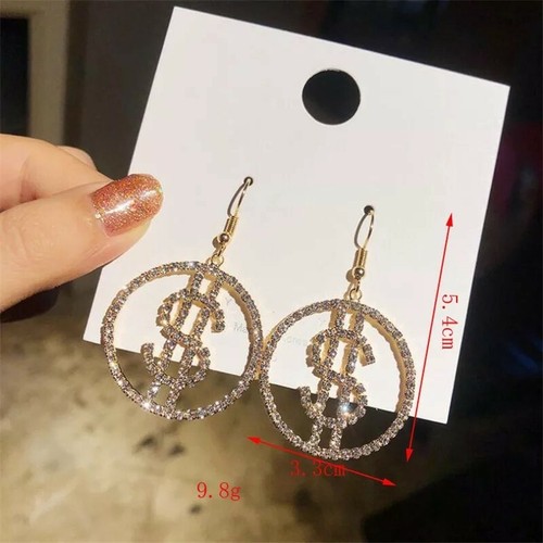 NEW Fashion Earrings American Personality Dollar Icon Shape Hanging Dangle Ear - Picture 2 of 7
