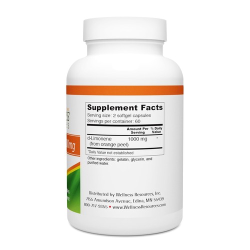 Wellness Resources High Potency d-Limonene Capsules 500mg 120 Capsules - Oran... - Picture 6 of 7
