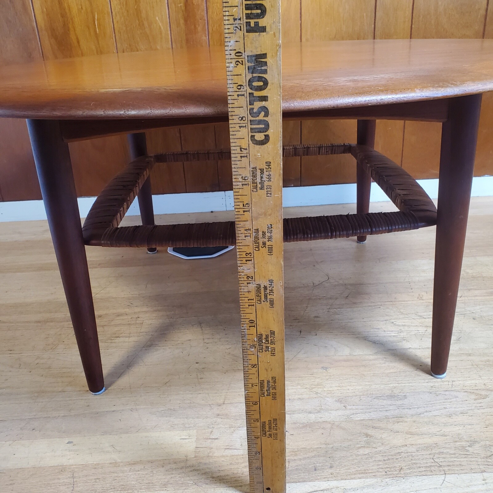 Vintage J Andersen for Silkeborg CFC Danish Modern Fine Teak Rattan Coffee Table