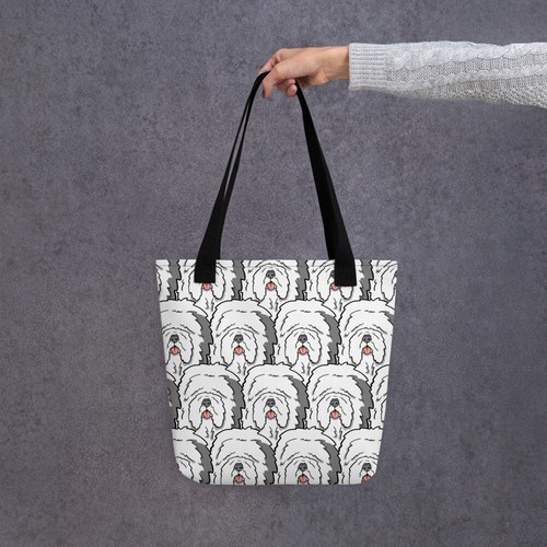 Old English Sheepdog Retro Tote Shopping Library Bag Pool Tote Gift - Picture 12 of 18