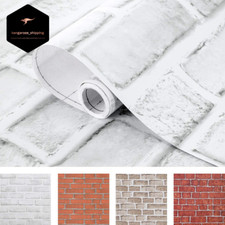 White Gray Brick Wallpaper Self-Adhesive Contact Paper Peel and Stick Backsplash