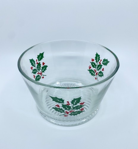 Vintage Indiana Glass Holly Berry Christmas Ice Bucket - Picture 8 of 10