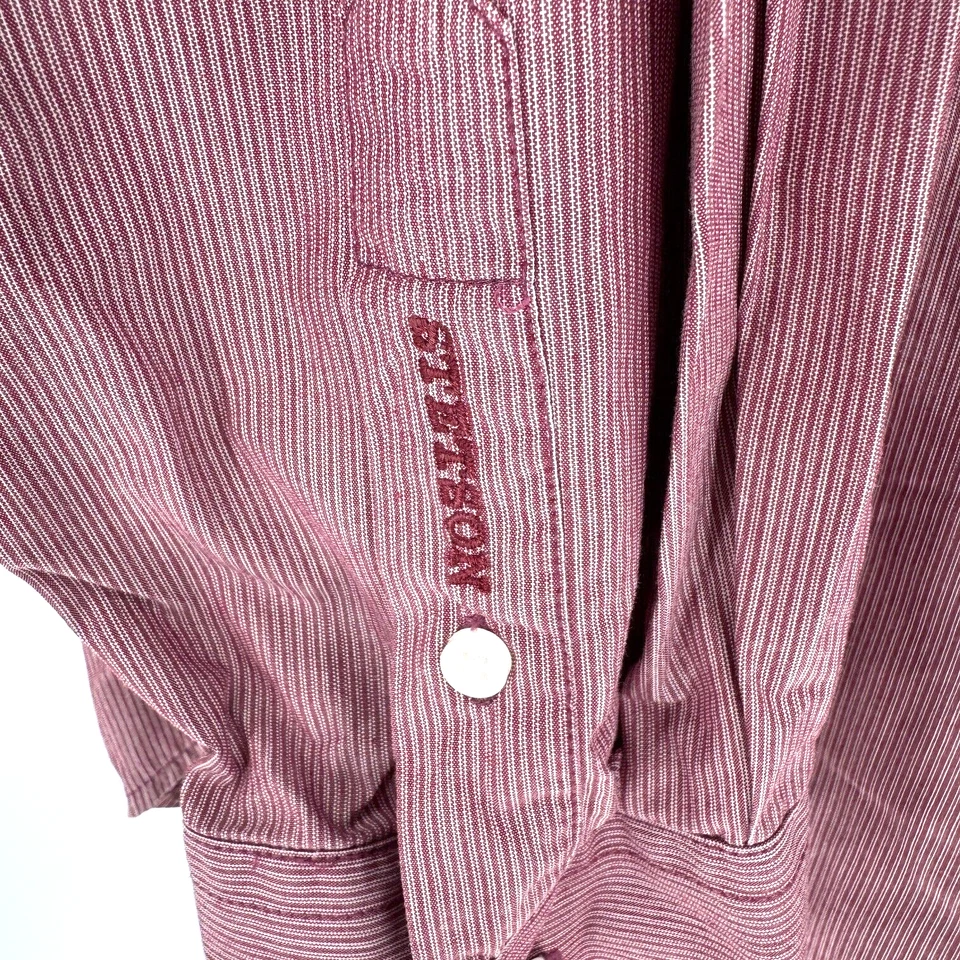 Camisa Stetson Western Para Hombre 2XL XXL Roja Pin Rayas Vaquero Yellowstone Rodeo Foto 3 de 4