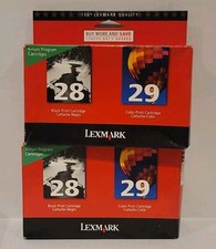 2x LEXMARK 28 / 29 BLACK and COLOR INK CARTRIDGE Factory Sealed