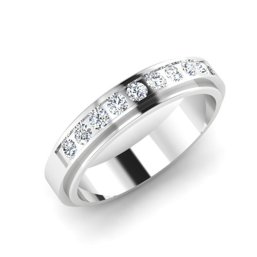 0.41 Ct Lab Created Round Cut Diamond Engagement Wedding Men's Band 950 Platinum - Picture 4 of 9