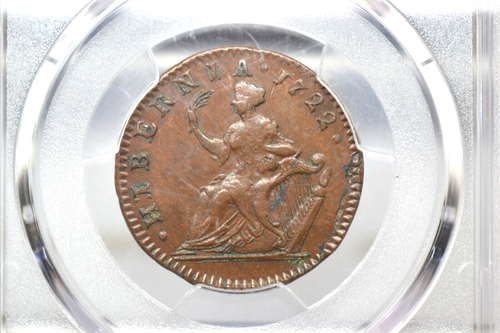 1722 Wood's Hibernia Halfpenny. Martin 4.7-C.6, W-12810. R-5. PCGS AU-55. - Picture 5 of 5