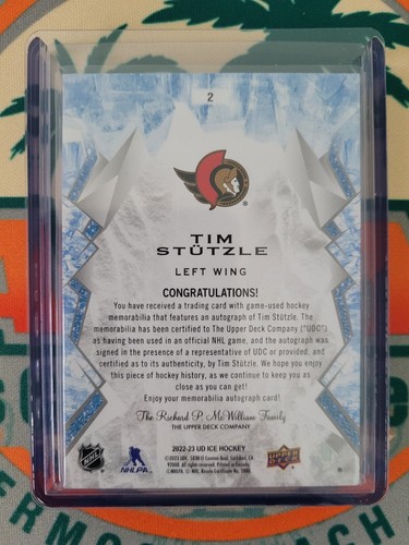 2022-23 Upper Deck Ice TIM STUTZLE Gold Patch Autographs 21/25 Game-Used Patch - Picture 2 of 2