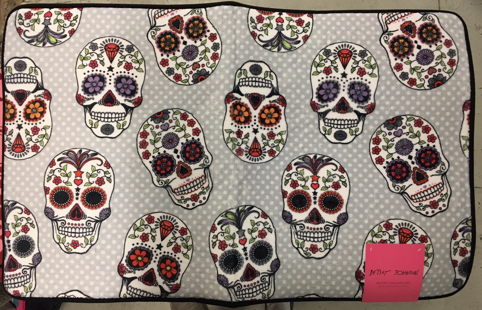 betsey-johnson-sugar-skulls-memory-foam-21-x-34-bath-rug-mat-ebay