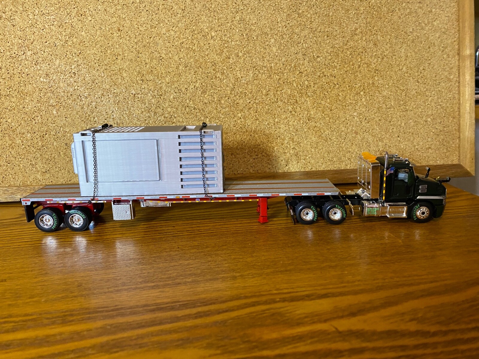CUSTOMIZED 1/64 DCP MACK GRANITE & DCP 53 FOOT FLATDECK TRAILER & GENERATOR LOAD