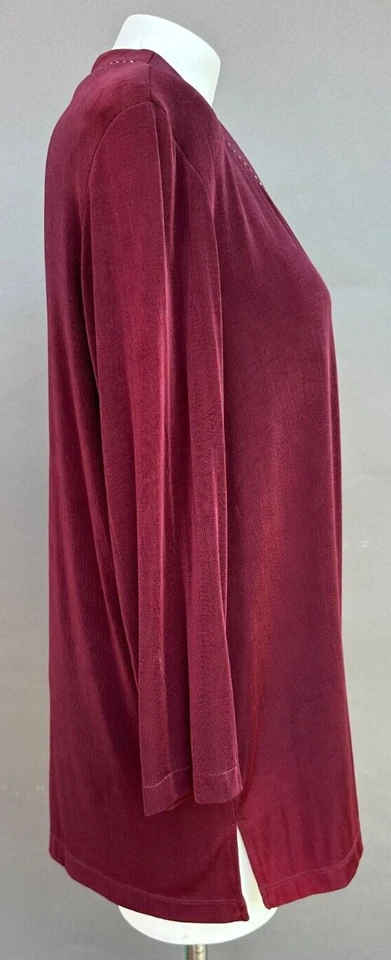 Citiknits Tunic Jacket L Maroon Knot Frog Button Long Sleeve Wrinkle Resistant - Image 4 of 4