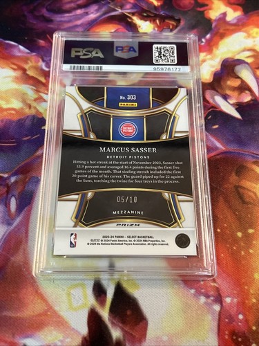 2023-24 MARCUS SASSER SELECT GOLD FLASH/ 10 ROOKIE PSA 10 - Picture 4 of 4