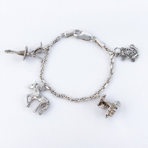 Vintage Italy Sterling Silver Child’s Charm Bracelet w/ Animal Toy Charms 5.75"