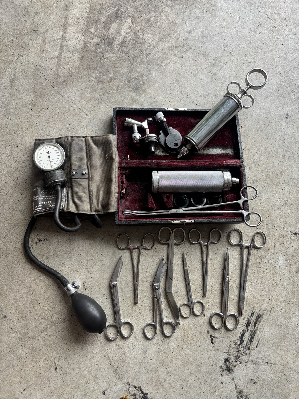 Antique Surgical Instruments Kit Medical Tools Vintage Eyes Syringe Welch Allyn