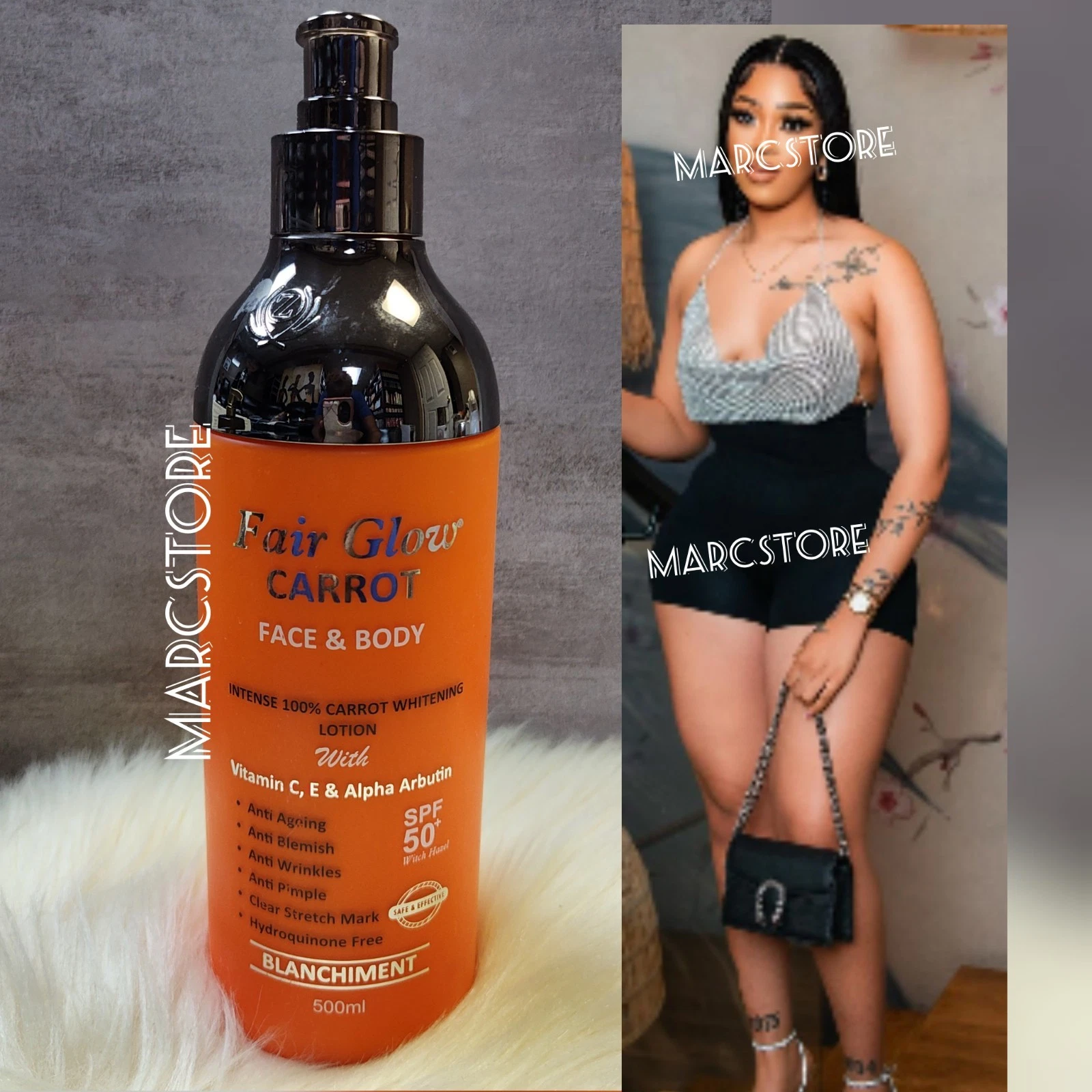 Fair Glow Natural Carrot Whitening Face & Body Lotion 500ml. Spf 50