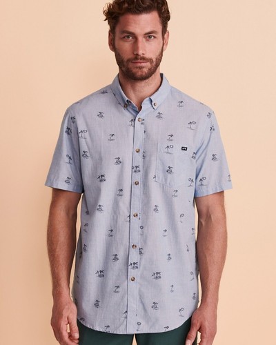 Billabong Men's Organic Cotton Sundays Mini Short Sleeve Shirt Mist Blue-Large - Picture 10 of 10