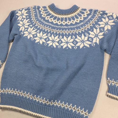 Vtg Dale of Norway Wool Sweater Large Blue Snowflake Nordic Pullover Norway Made - Picture 22 of 23
