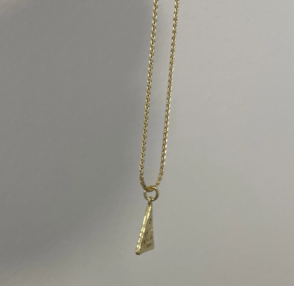 Pingente de olho triangular cheio de ouro amarelo e colar de corrente pés pedra CZ - Imagem 3 de 4