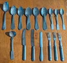 Vintage Miniature Dollhouse Silverware Set Flatware Spoons Knives, Forks 3.75-4"