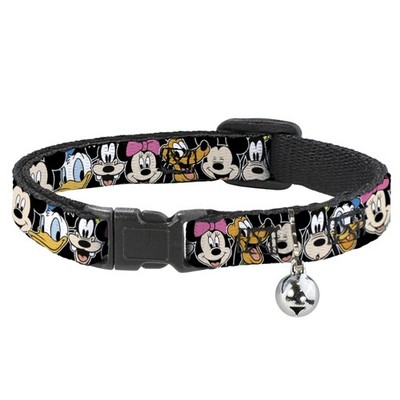 Cat Collar Breakaway with Bell Classic Disney Character Faces Black  (US IMPORT)