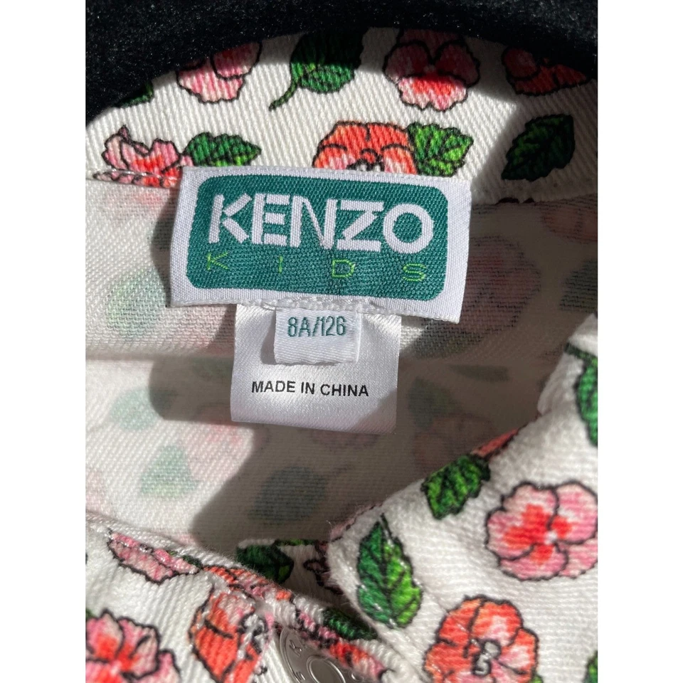 NUEVO SIN ETIQUETAS - Chaqueta de mezclilla Kenzo para niños - Blanca Floral - Talla 8A/126 Foto 4 de 4