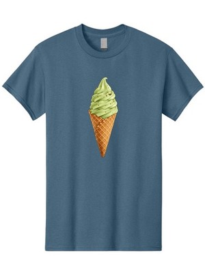 Matcha-Ice-Cream-Cone Mens Graphic Tee, 100% Cotton, Casual Summer Wear