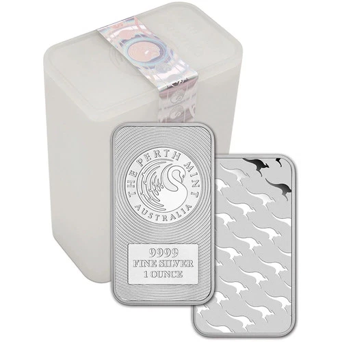 TWENTY (20) 1 oz Silver Bar - Perth Mint Kangaroo .9999 Fine in Plastic Tube