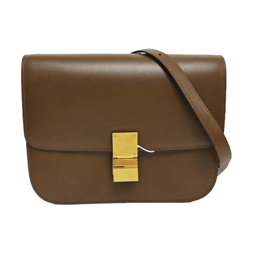 CELINE CLASSIC BOX Shoulder bags Leather Brown Free Shipping | Duties Paid