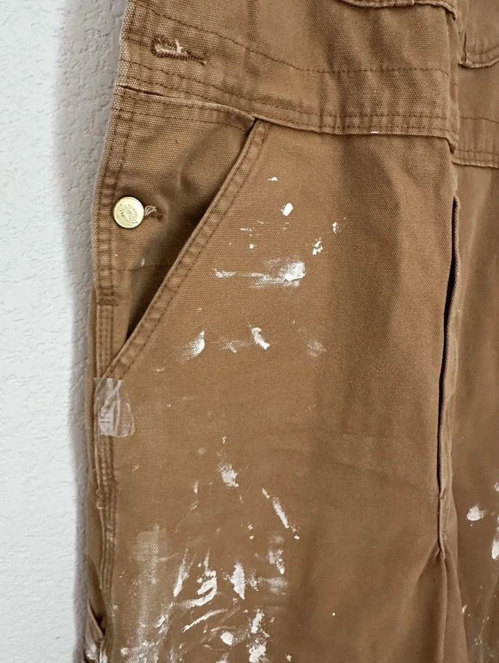 Mono con tirantes Dickies para hombre 36x32 marrón pato ropa de trabajo lona carpintero Foto 2 de 4