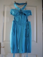 Pretty Little Thing blue satin bodycon corset style upper micro dress NEW Size 8