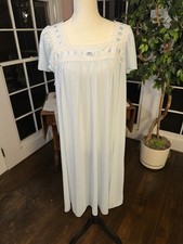 Vintage Shadowline Light Blue Nightgown Size Large Nightie 1980s Retro Nightwear