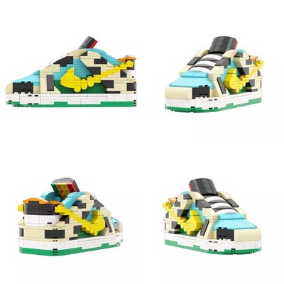 3D Retro Sneaker Building Blocks Set With Keychain Option DIY Shoe Construction