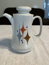 MCM Vintage Winterling Bavaria Atomic Starburst Tea Coffee Pot White with Lid