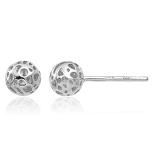 14K Solid White Gold Ball Stud Earrings