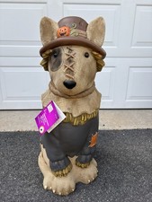 2.5 ft Halloween LED Bull Terrier Scarecrow Greeter Blow Mold Home Depot NEW