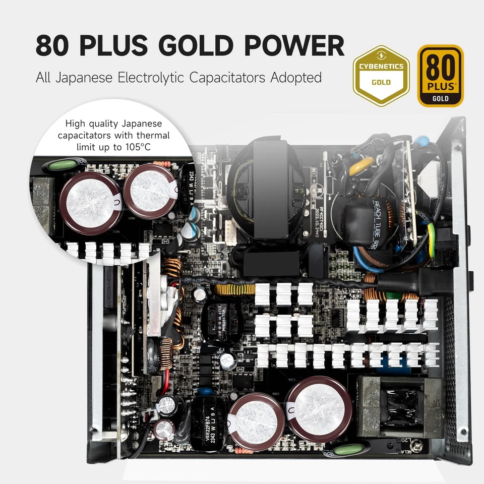 CPS YS1200 Power Supply, 1200W 80 Plus Gold Certified Fully Modular PCIe 5.1 ... - Image 4 of 4