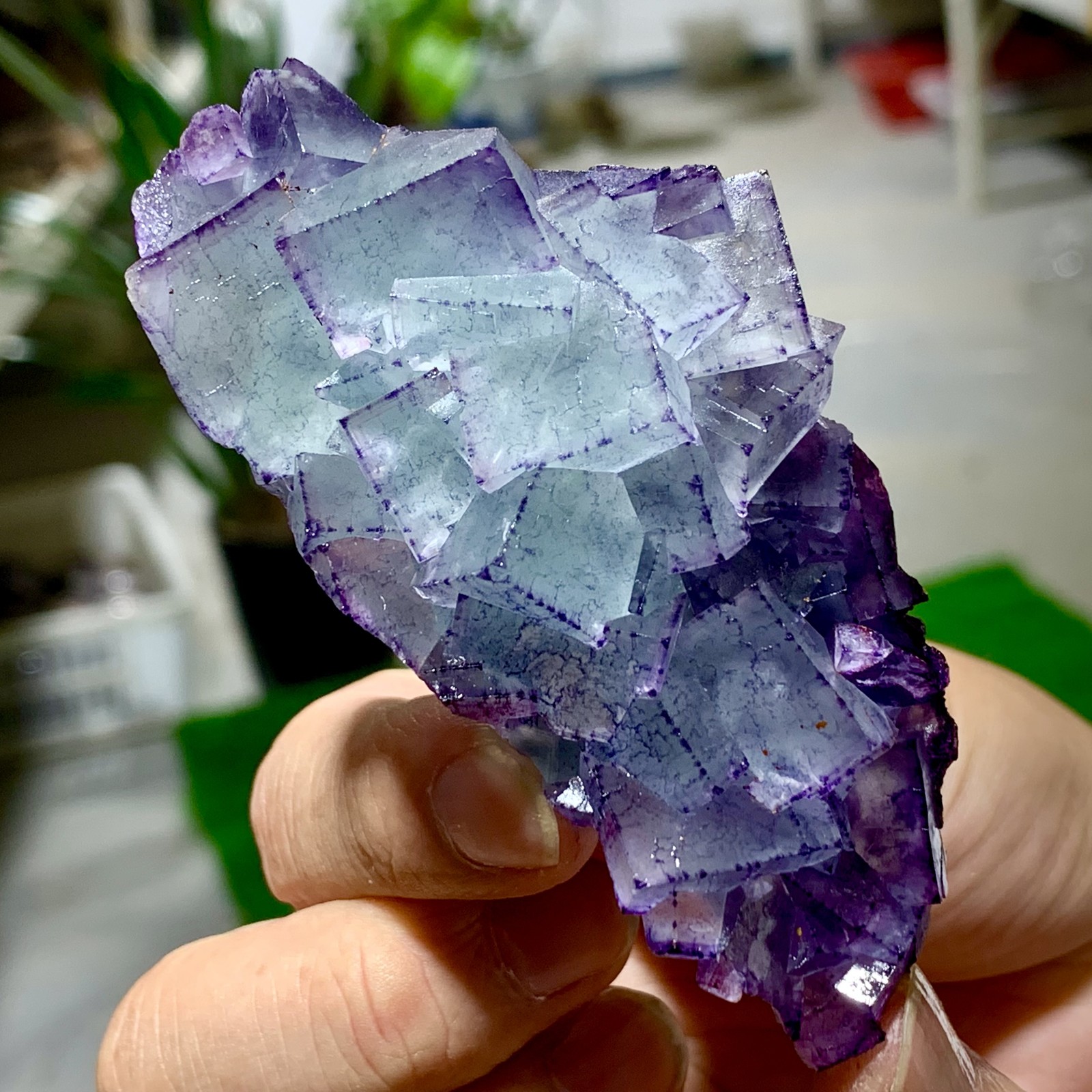 79G Natural Fluorite Crystal in Purple Blue Green from Yaogangxian Mineral Sample