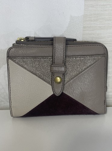 Fossil Fiona Tab Folding Wallet Grau Leder