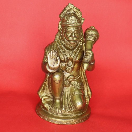 Lord Bajrang Bali Hanuman Sculpture Statue Handmade Brass Home Decor Figurine - Picture 5 of 6