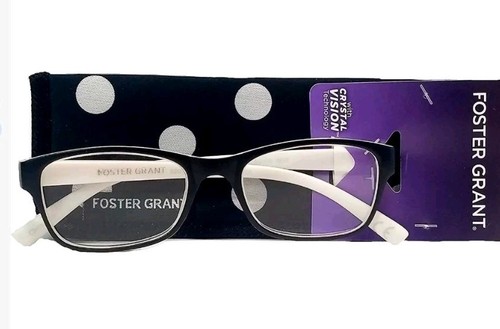 NUOVI occhiali da lettura FOSTER GRANT LUCILLE 1,75 custodia visione cristallo bianco nero - Foto 3 di 4