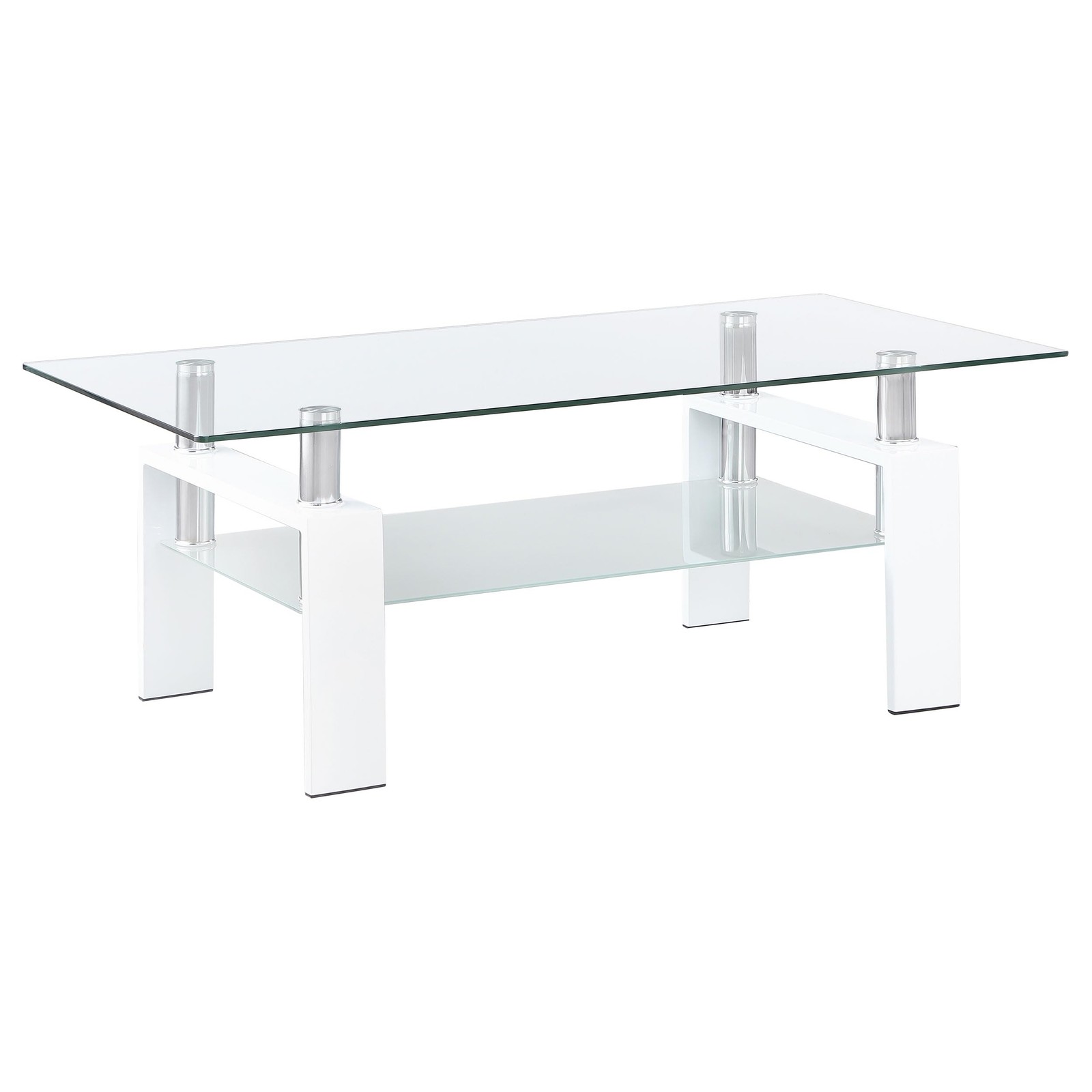 - Dyer - Metal and Glass - Rectangular Coffee Table with Clear Glass Top, Fro...