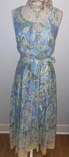 Talbots Woman’s Dress Sz 6 Pastel Paisley 100% Cotton Spring Lined Preppy Boho