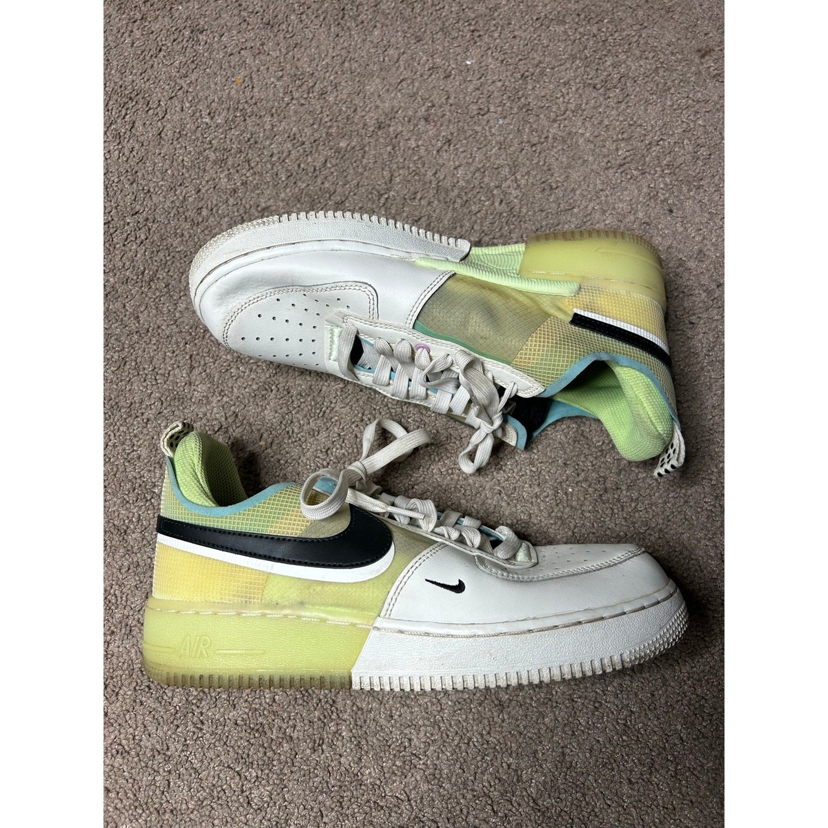 Mens Sz 7.5 Nike Air Force 1 React White/Green/Black Sneaker Shoes