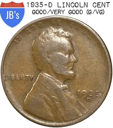 1935-D Lincoln Wheat Cent Penny - Circulated Good/Very Good (G/VG)