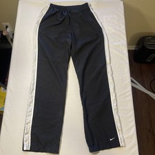 Vintage Nike Black Lightweight Running Pants With White Stripe Size Medium 8-10