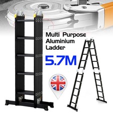 5.7M Multi-Purpose Aluminium 14in1Combination Platform Extendable Folding Ladder